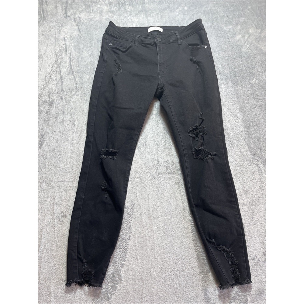 KanCan Jeans Women's 13 / 30 Black Stretch Distressed